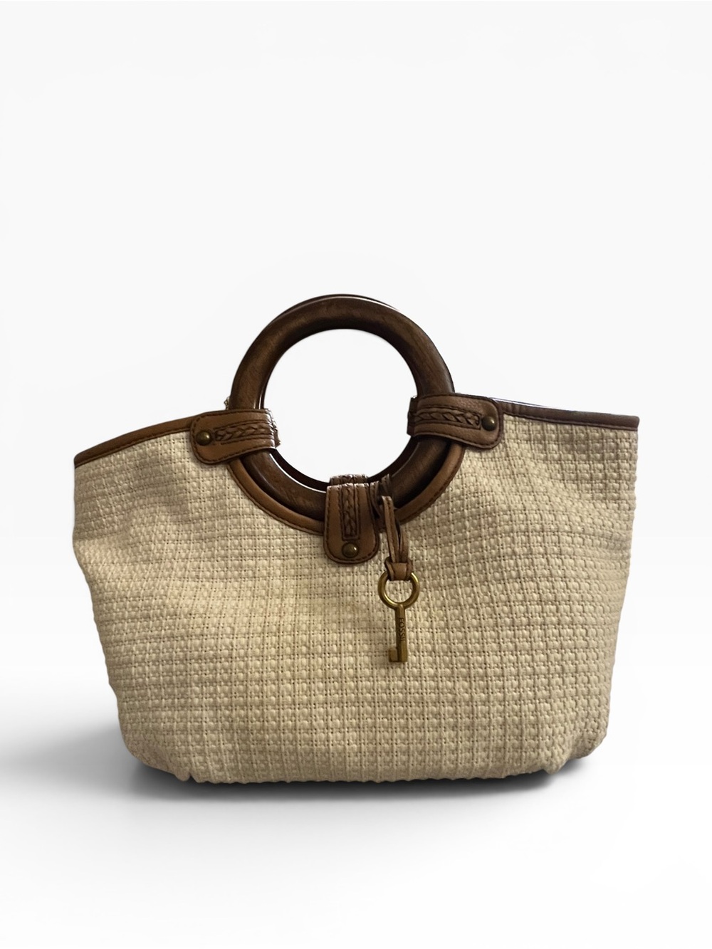 Vintage Fossil Y2K Woven Raffia Crossbody Satchel Bag - Picture 2 of 13